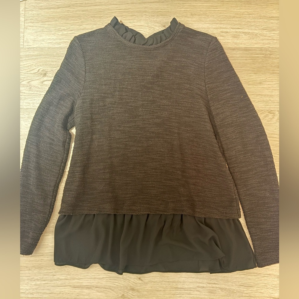 LOFT Black Layered Long Sleeve Women's Blouse
